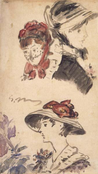 Edouard Manet Trois Tetes de femmes (mk40)